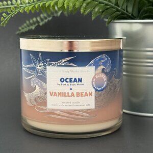 BBW Ocean + Vanilla Bean Bath & Body Works 3 Wick Candle